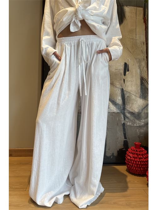 Pantalone palazzo in lino DIECI MINUTI | 116861